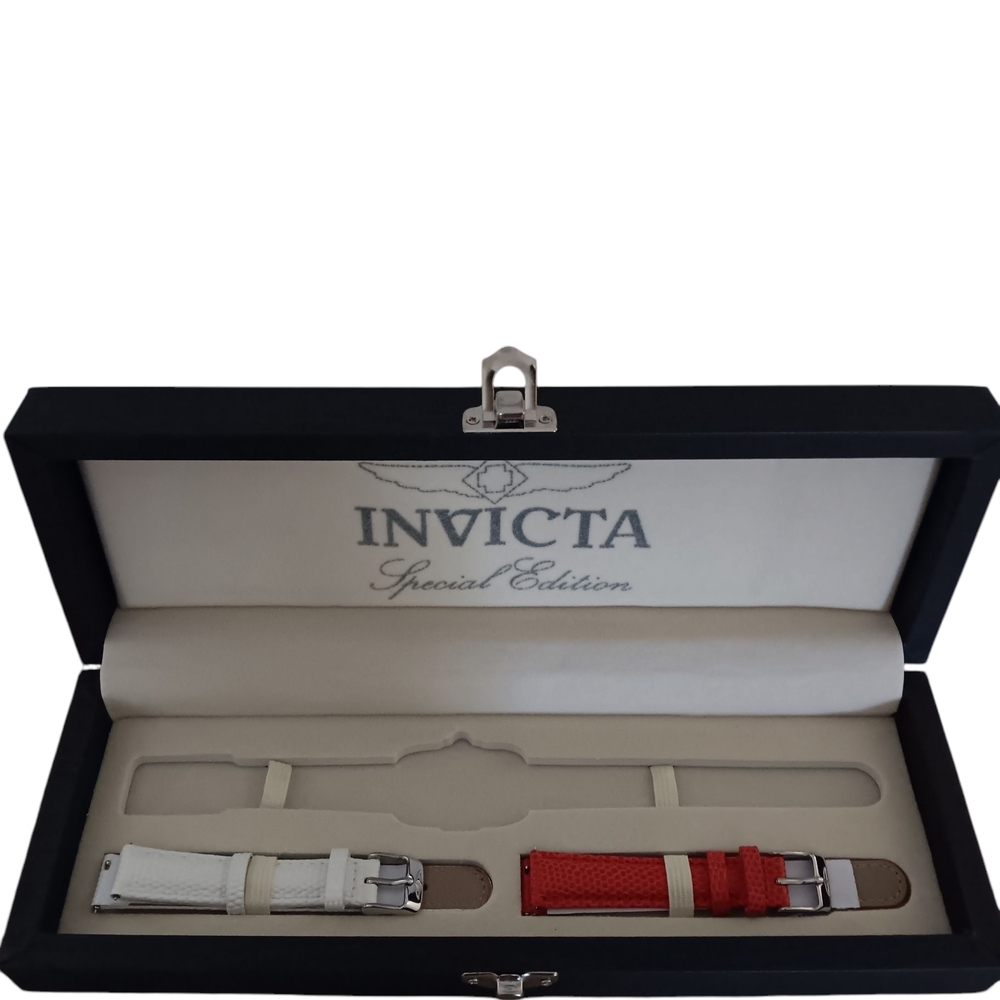 Invicta 16mm Alligator Leather White and Red watch band set